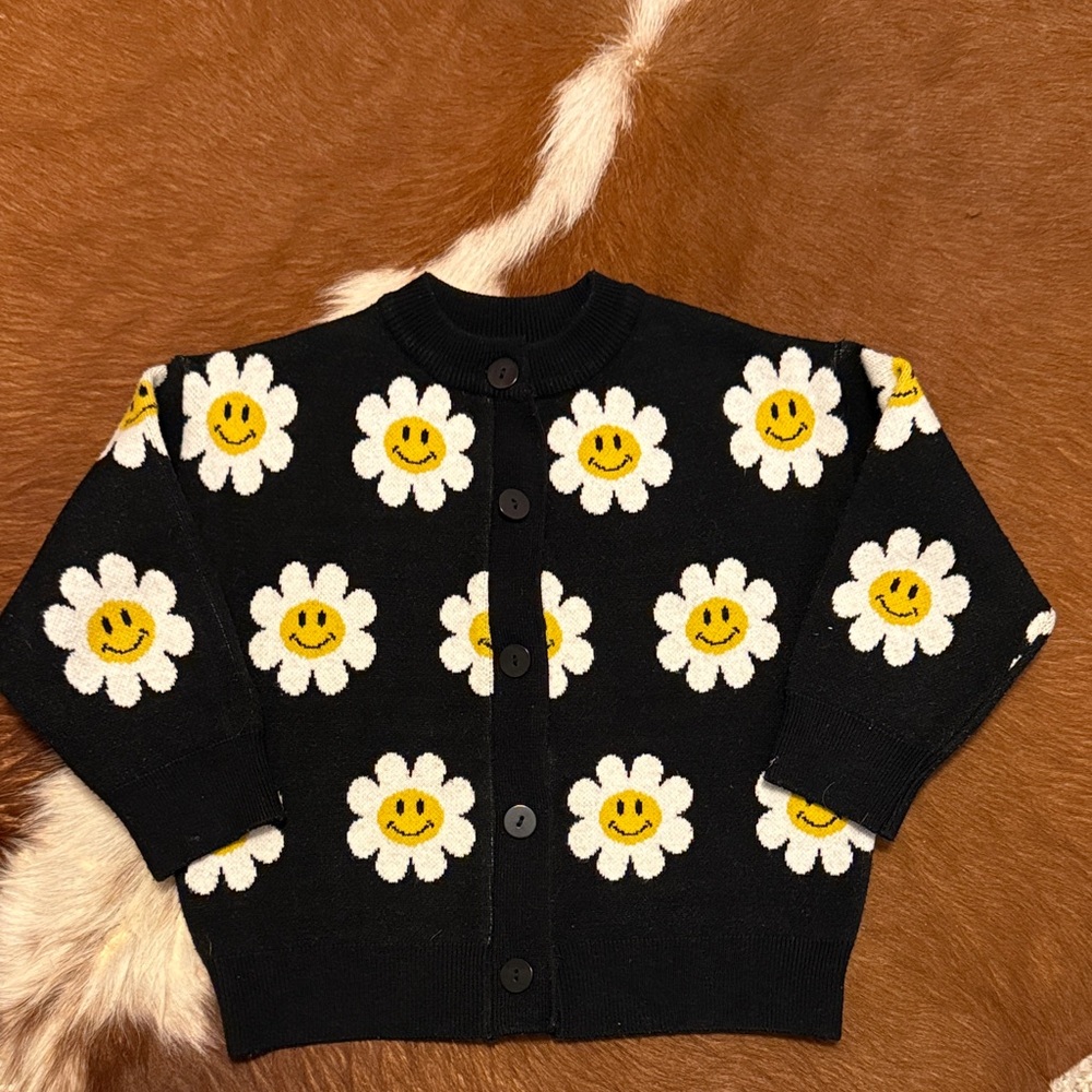 Daily Bebe Black Daisy Sweater cardigan